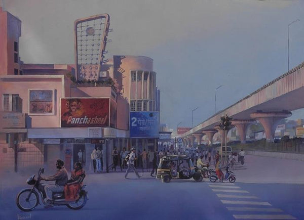 Cityscape acrylic painting titled 'Majestic Nagpur', 48x36 inches, by artist Bijay Biswaal on Canvas