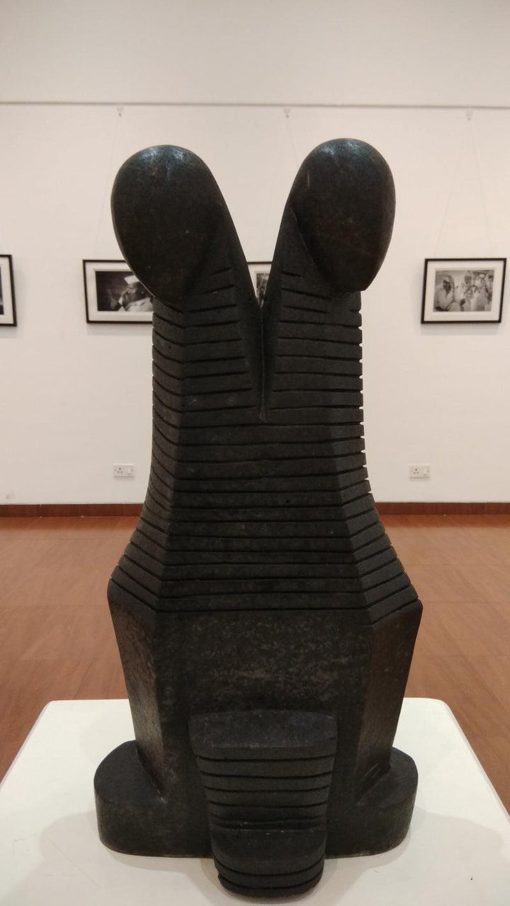 Figurative sculpture titled 'Male And Female', 24x12x10 inches, by artist Hariram Phad on Black Basalt Stone