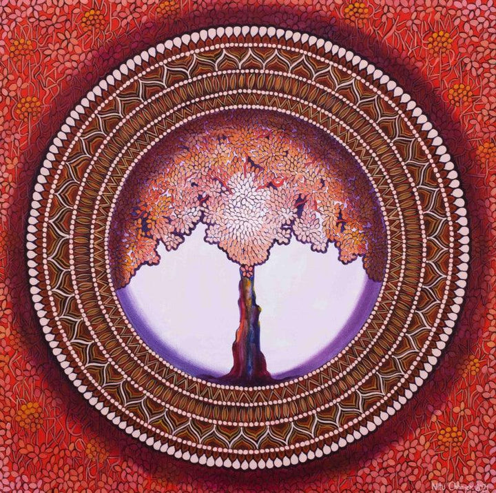 Nature acrylic painting titled 'Mandala A Soul Connection Series 10', 36x36 inches, by artist NITU CHHAJER on canvas