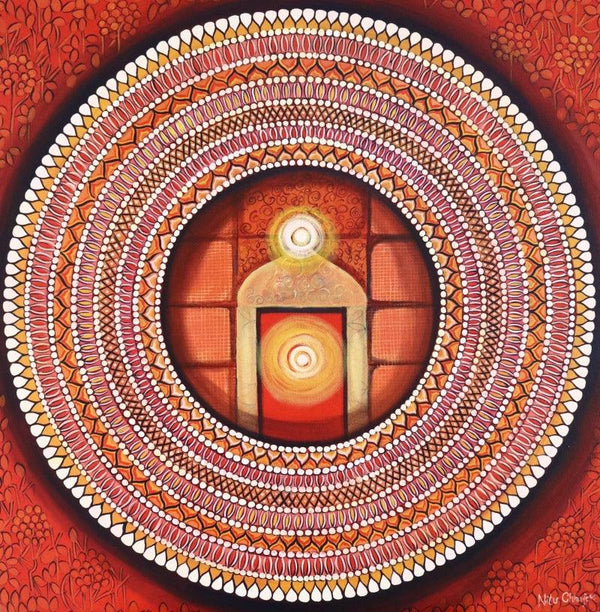 contemporary acrylic painting titled 'Mandala Awekening Light Inside', 30x30 inches, by artist NITU CHHAJER on canvas