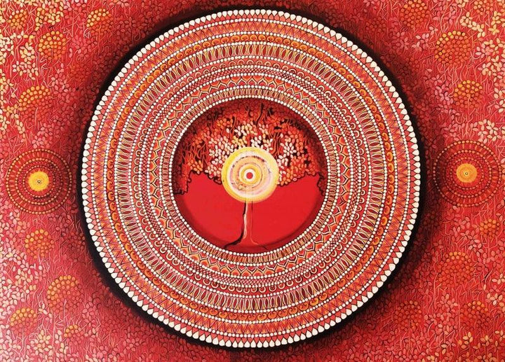 Nature acrylic painting titled 'Mandala Series 1 Muladhara', 36x48 inches, by artist NITU CHHAJER on Canvas