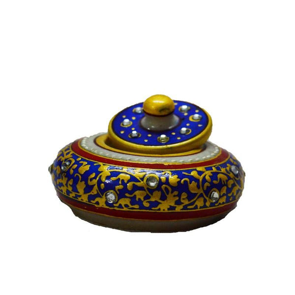 Lifestyle craft titled 'Marble Blue Sindoor Holder', 2x3x3 inches, by artist E Craft on Marble