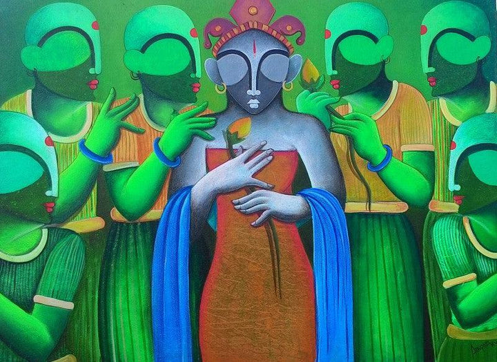 Nature acrylic painting titled 'Marrage ceremony', 36x48 inches, by artist Anupam Pal on Canvas