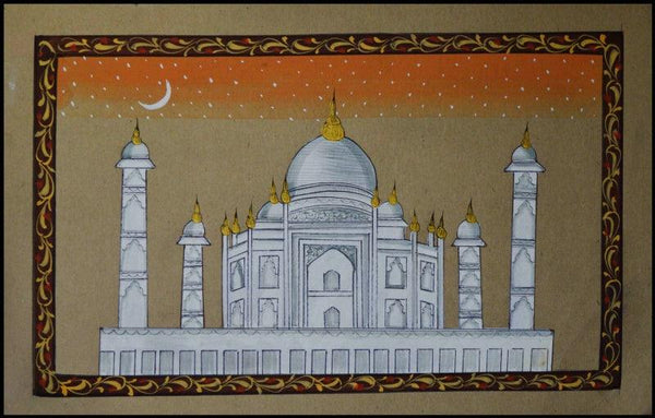 Religious miniature traditional art titled 'Masjid With Eid Chand', 7x10 inches, by artist Unknown on Paper