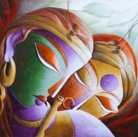 Figurative acrylic painting titled 'Mayavi 19', 16x16 inches, by artist Dhananjay Mukherjee on Canvas