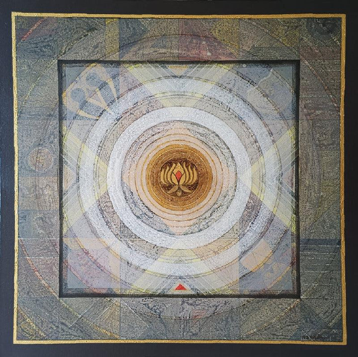 meditation acrylic painting titled 'Meditation 181', 30x30 inches, by artist Nilesh Nikam on Canvas