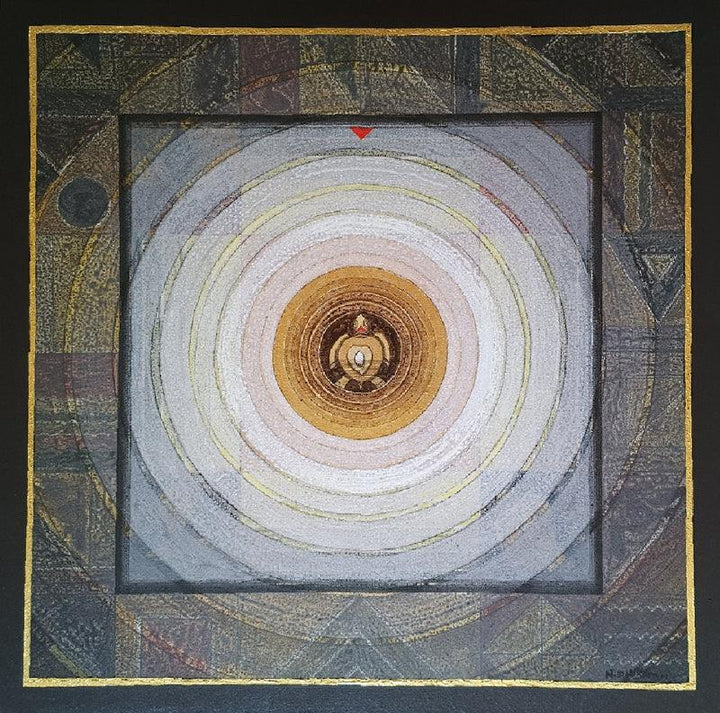 meditation acrylic painting titled 'Meditation 182', 30x30 inches, by artist Nilesh Nikam on Canvas