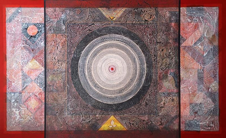 meditation acrylic painting titled 'Meditation 183', 36x60 inches, by artist Nilesh Nikam on Canvas