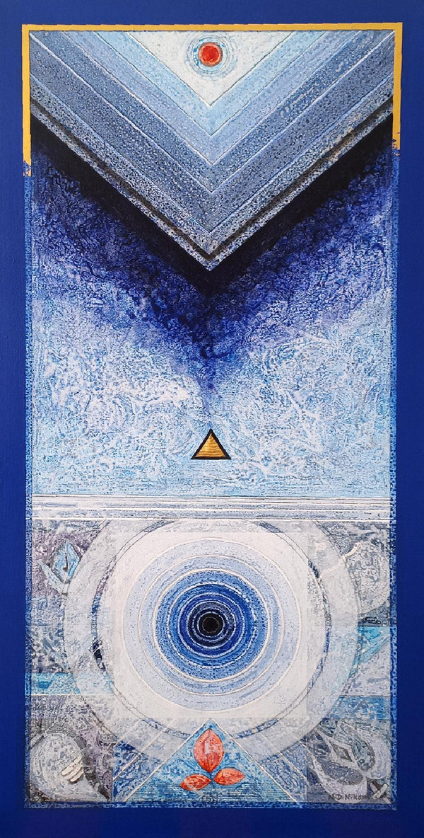 meditation acrylic painting titled 'Meditation 184', 36x18 inches, by artist Nilesh Nikam on Canvas