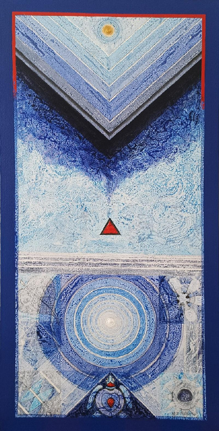 meditation acrylic painting titled 'Meditation 185', 36x18 inches, by artist Nilesh Nikam on Canvas