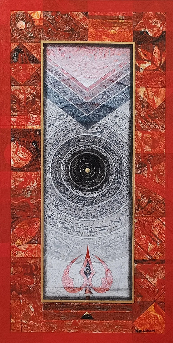 meditation acrylic painting titled 'Meditation 248', 36x18 inch, by artist Nilesh Nikam on Canvas