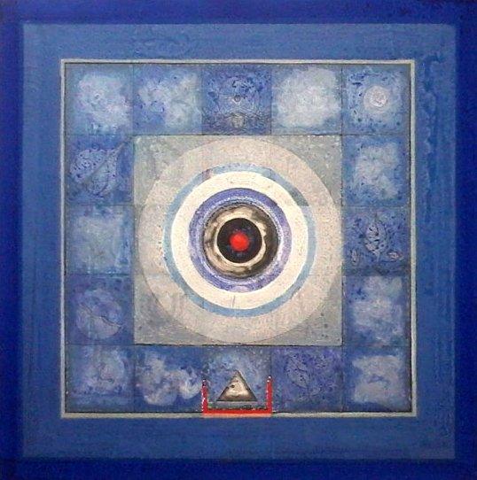 Abstract acrylic painting titled 'Meditation 4', 30x30 inches, by artist Nilesh Nikam on Canvas