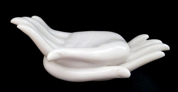 Figurative sculpture titled 'Meditative Hands', 10x6x6 inches, by artist Bhagwan Rampure on Polystone, Marble