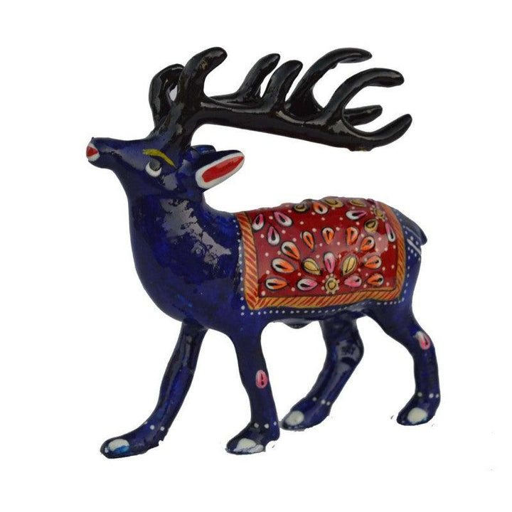 Animals craft titled 'Meenakari Deer Figurine', 5x5x4 inches, by artist E Craft on Metal