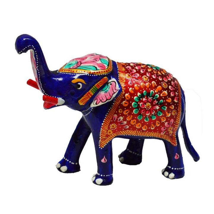 Animals craft titled 'Meenakari Delightful Elephant', 5x8x2 inches, by artist E Craft on Metal