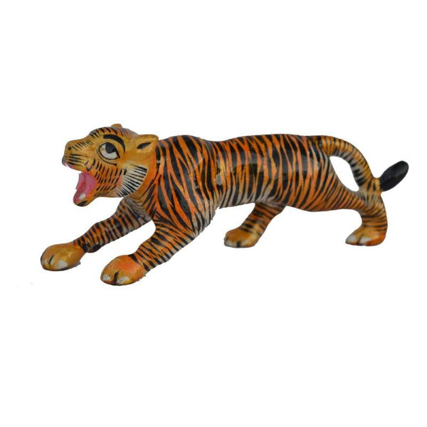 Animals craft titled 'Meenakari Tiger Statue', 2x5x5 inches, by artist E Craft on Metal