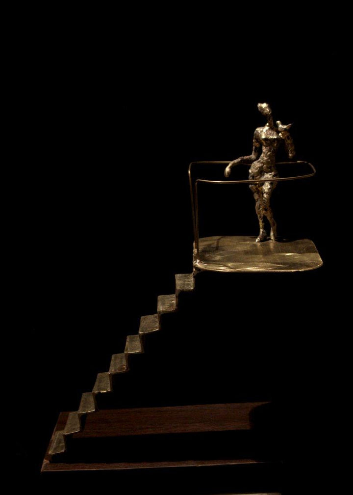 Figurative Metal sculpture titled 'Meeting', 19x13x9 inches, by artist Rohan  Pawar on Brass