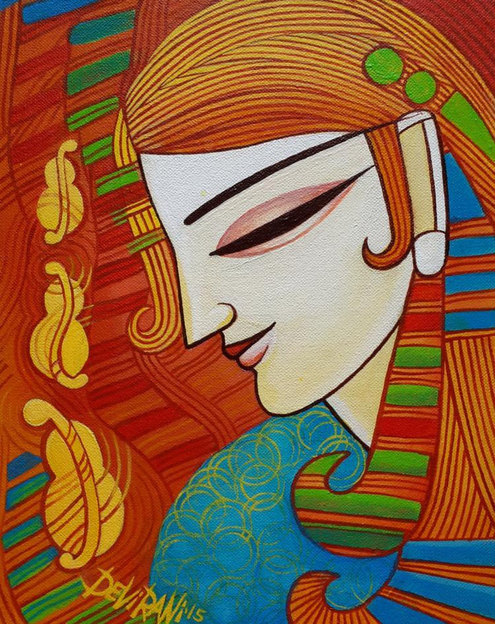 Figurative acrylic painting titled 'Melody', 8x10 inches, by artist DEVIRANI DASGUPTA on Canvas Board