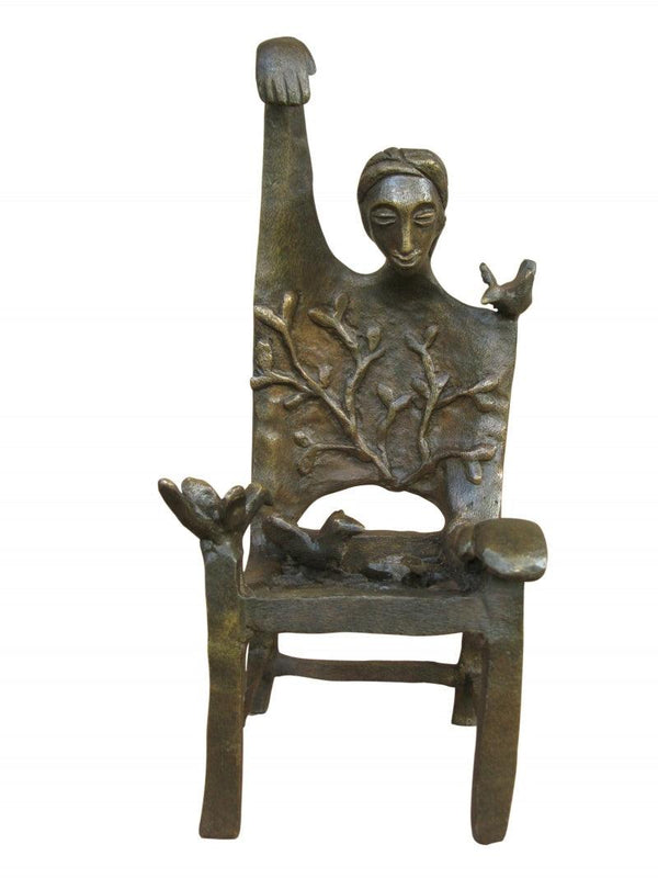 Figurative sculpture titled 'Memorable Chair 1', 10x5x5 inches, by artist Asurvedh Ved on Bronze