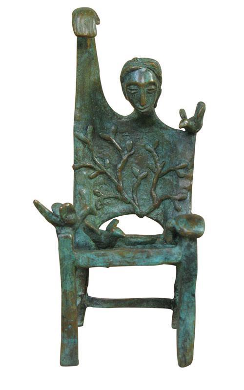 Figurative sculpture titled 'Memorable Chair', 10x5x5 inches, by artist Asurvedh Ved on Bronze