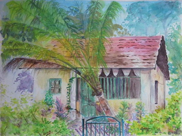 Landscape watercolor painting titled 'Memories of Shimoga', 12x9 inches, by artist Lasya Upadhyaya on Paper