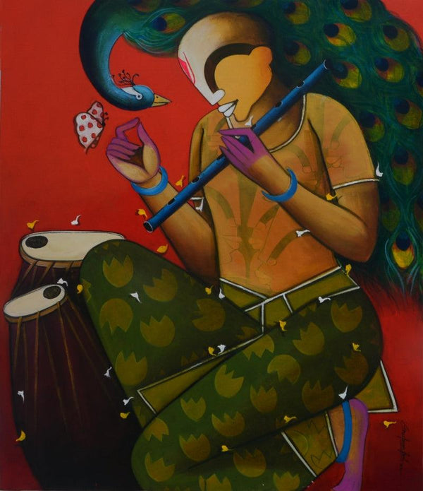 contemporary acrylic painting titled 'Mesmerizing tunes  12', 42x36 inches, by artist Anupam Pal on canvas