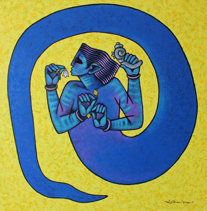 Figurative acrylic painting titled 'Mind Controller', 36x36 inches, by artist Aditya Pandit on Canvas