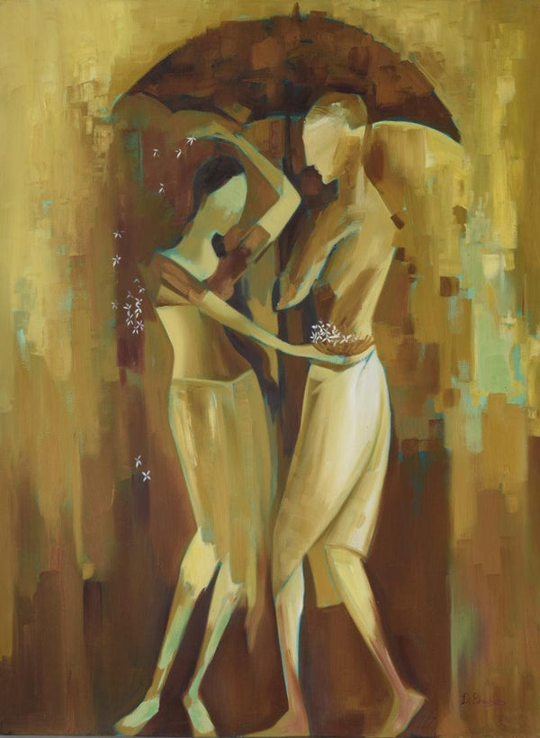 Figurative oil painting titled 'Monsoon Love', 36x48 inches, by artist Durshit Bhaskar on Canvas