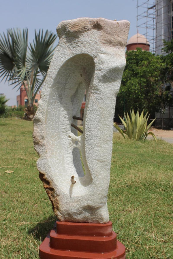 contemporary sculpture titled 'Monumenth 6', 24x16x16 inches, by artist Yogesh Prajapati on Stone, Metal