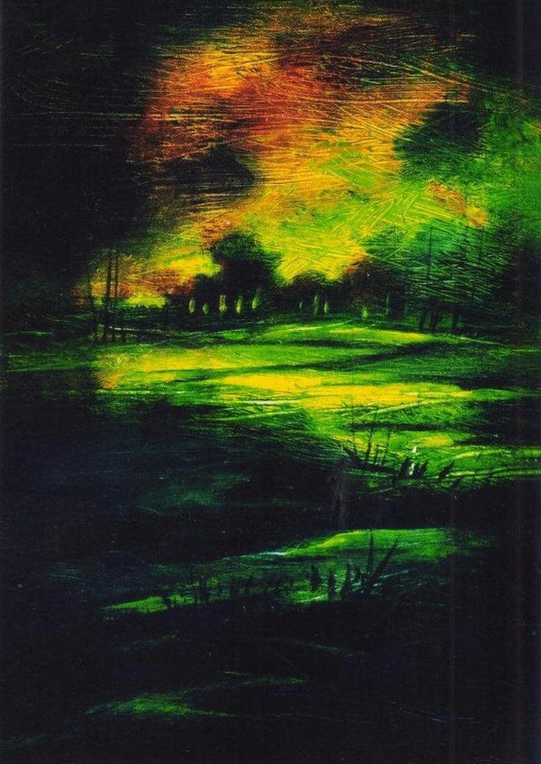 Nature acrylic painting titled 'Moonlit Evening', 19x12 inches, by artist NP Pandey on Canvas