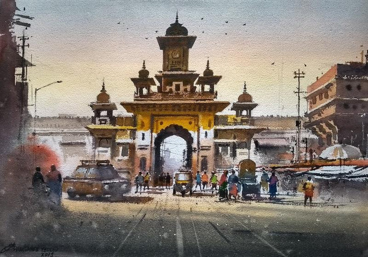 Cityscape watercolor painting titled 'Morbi', 14x20 inches, by artist NanaSaheb Yeole on Paper