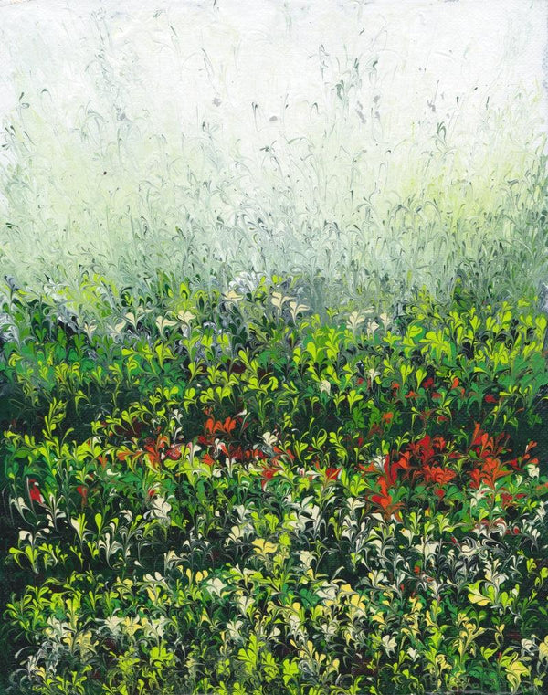 Impressionist acrylic painting titled 'Morning Field', 10x8 inches, by artist Kaukab Ahmad on Canvas Board