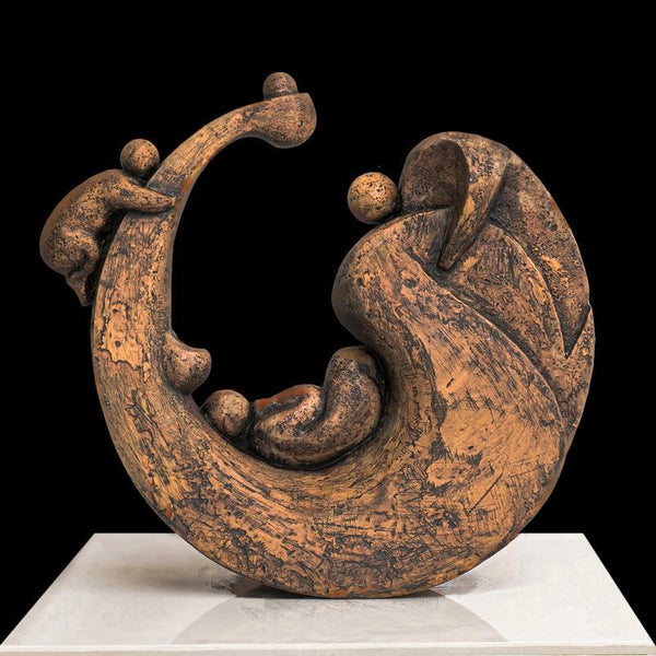 Figurative sculpture titled 'Mother Rocks 5', 14x14x6 inches, by artist Rajendra Pradhan on Resin