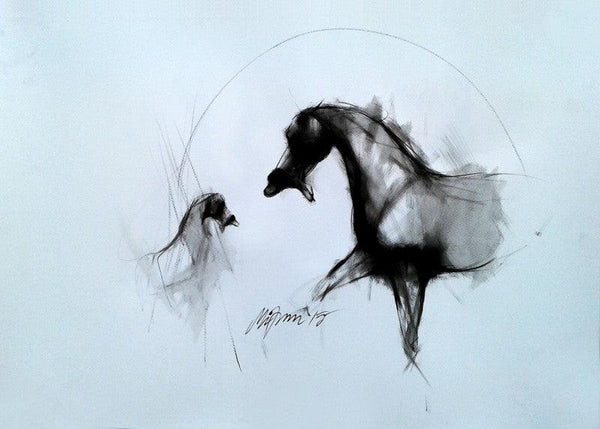 Animals watercolor painting titled 'Motion VII', 20x27 inches, by artist Mithun Dutta on Paper