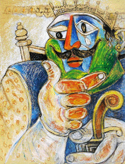 Figurative serigraphs painting titled 'Mourning Ravana', 23x18 inch, by artist Paritosh Sen on Paper