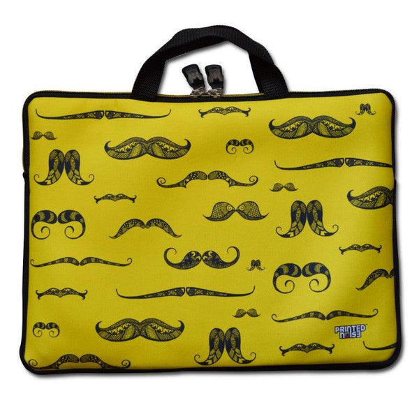 Lifestyle craft titled 'Moustache Laptop Sleeve', 11x15 inches, by artist Sejal M on Neoprene