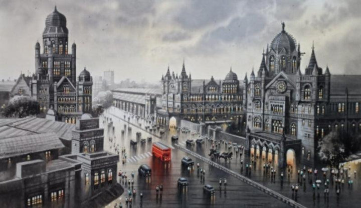 Mumbai Cst painting by Nanasaheb Yeole