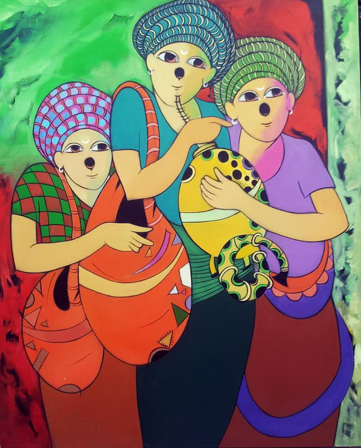 Anime acrylic painting titled 'Music I', 36x30 inches, by artist Dnyaneshwar Bembade on Canvas