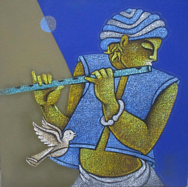 Figurative acrylic painting titled 'Music VIII', 20x20 inches, by artist Satyajeet Shinde on Canvas