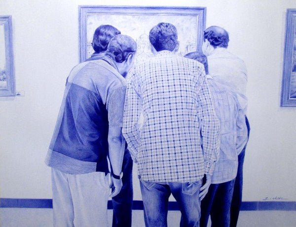 Realistic pen drawing titled 'My Friends', 26x20 inches, by artist M. I. Shaikh on paper