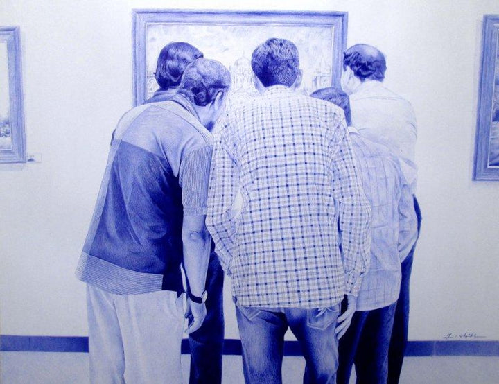 Realistic pen drawing titled 'My Friends', 26x20 inches, by artist M. I. Shaikh on paper