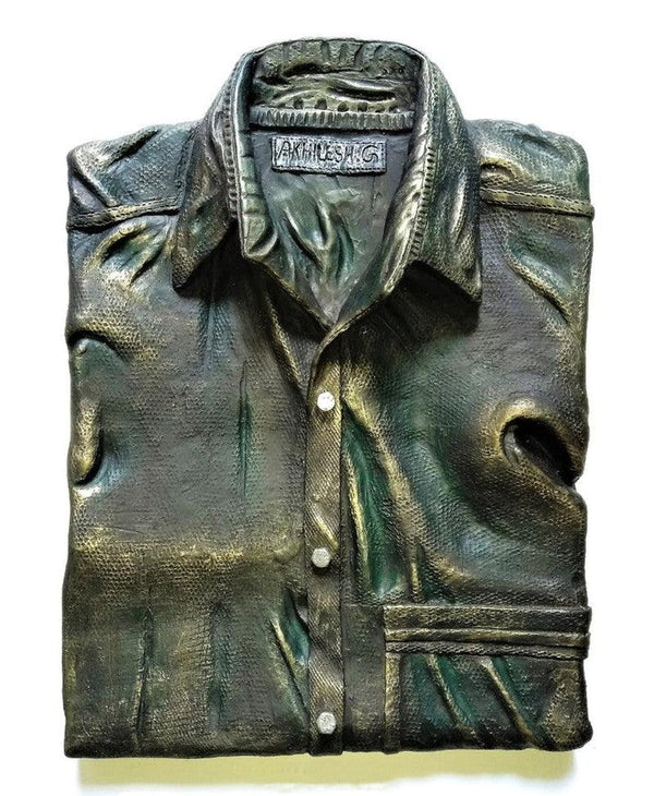 Still-life sculpture titled 'My Nephew Shirt', 20x14x4 inches, by artist Akhilesh Gaur on Fiberglass