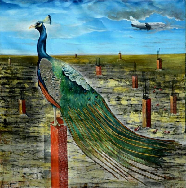 contemporary acrylic oil painting titled 'My New Home', 60x60 inches, by artist Ashish Kushwaha on Canvas