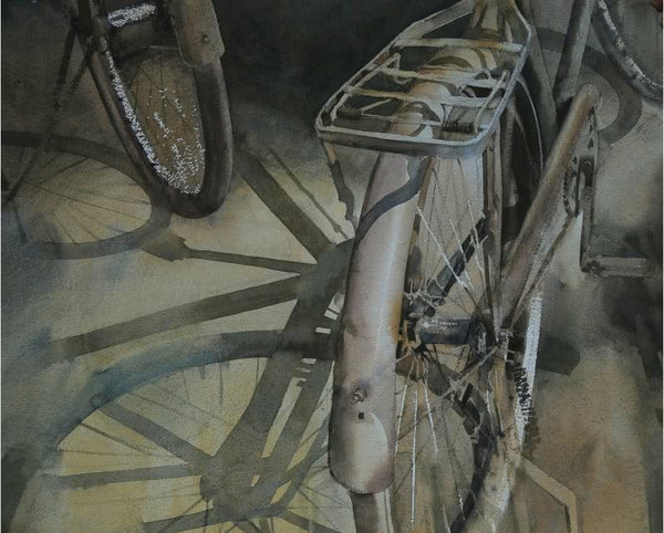 Realistic watercolor painting titled 'My Ride', 30x34 inches, by artist Ajay Dharmadhikari on Paper