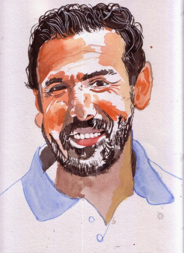 Portrait watercolor painting titled 'My smile is my style', 12x17 inches, by artist Saurabh Turakhia on Paper