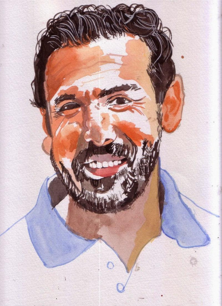 Portrait watercolor painting titled 'My smile is my style', 12x17 inches, by artist Saurabh Turakhia on Paper