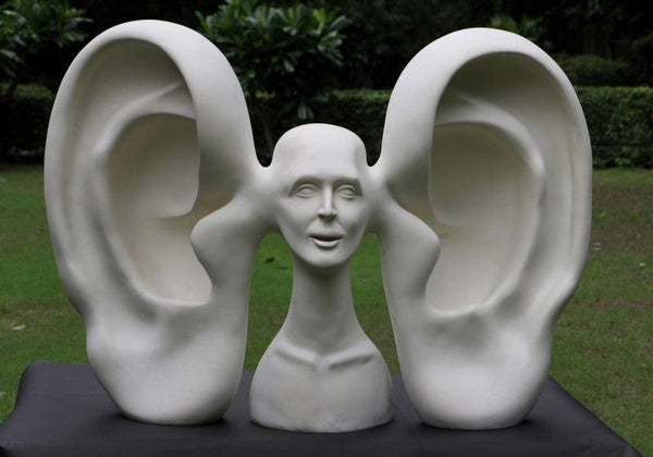 Figurative sculpture titled 'My Voice 2', 35x33x12 inches, by artist Vivek Kumar on Fiberglass