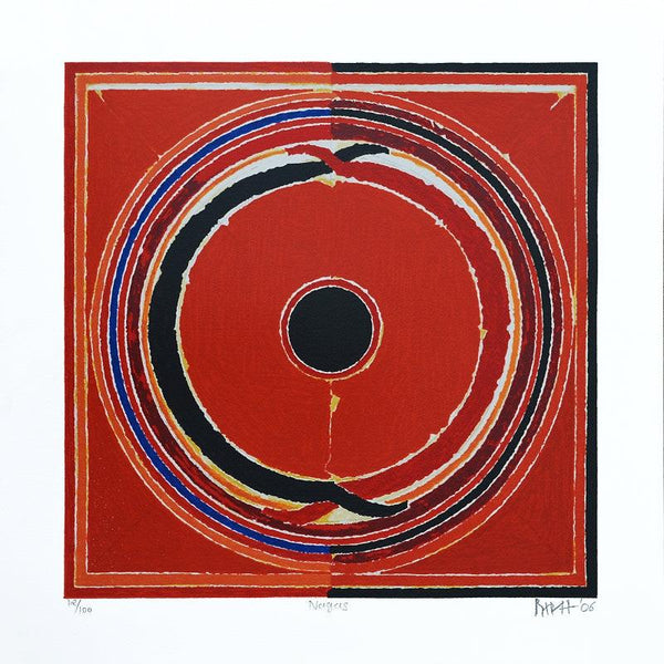 Abstract serigraphs painting titled 'Nagas', 20x20 inches, by artist S. H. Raza on Paper