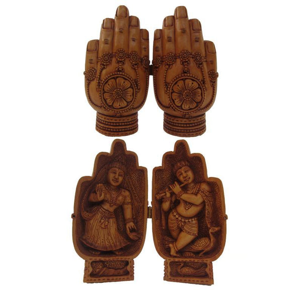 Religious craft titled 'Namastey With Laxmi Ganesha', 6x3x3 inches, by artist Ecraft India on wood