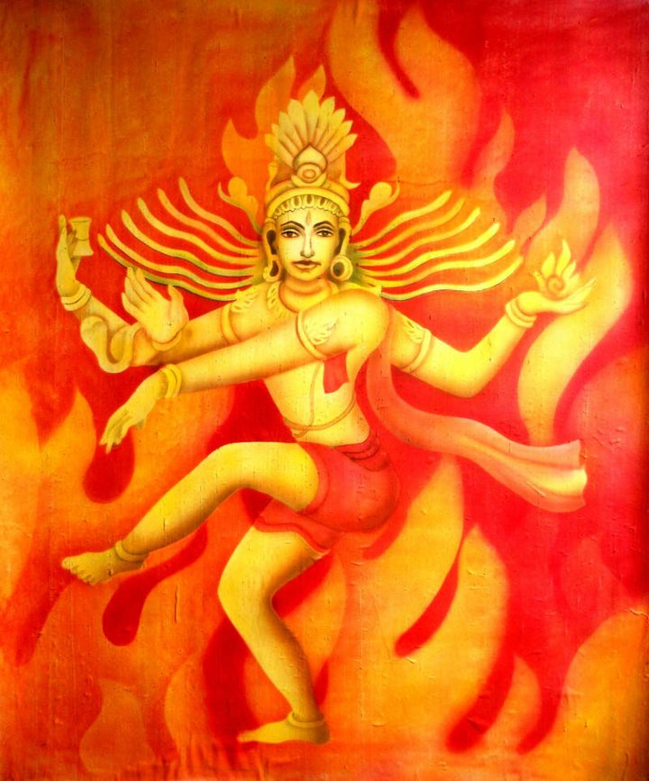 Religious airbrush painting titled 'Nataraj I', 24x28 inches, by artist Vishwajyoti Mohrhoff on Canvas